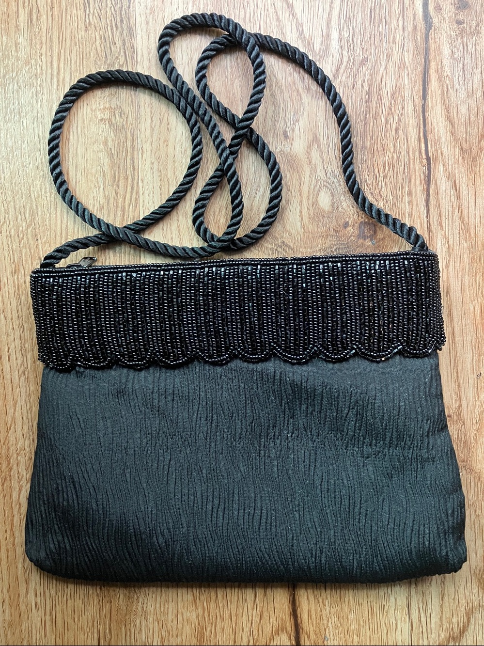 Vintage Black Evening Bag With Beaded Trim